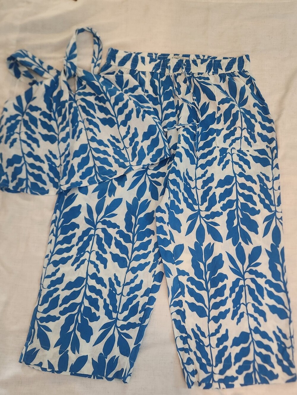 Nwot RACHEL ZOE 2 pc Linen Set, Crop Pants & Top, Size Xl